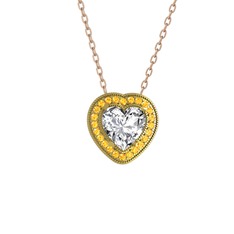 Swarovski ve sitrin 925 ayar altın kaplama gümüş kolye (40 cm rose altın rolo zincir)