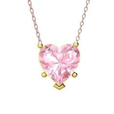 Pembe kuvars 18 ayar altın kolye (40 cm rose altın rolo zincir)