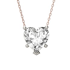 Ena Kalp Kolye - Beyaz zirkon 14 ayar beyaz altın kolye (40 cm rose altın rolo zincir) #16h4lfn