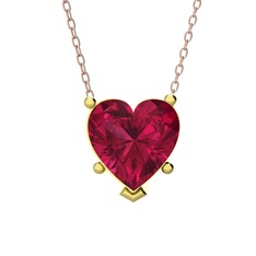 Ena Kalp Kolye - Rodolit garnet 925 ayar altın kaplama gümüş kolye (40 cm rose altın rolo zincir) #18v4gz