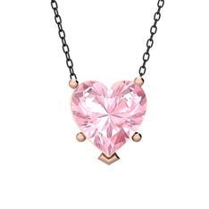 Ena Kalp Kolye - Pembe kuvars 925 ayar rose altın kaplama gümüş kolye (40 cm gümüş rolo zincir) #19p3v45