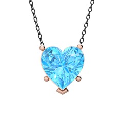 Akuamarin 18 ayar rose altın kolye (40 cm gümüş rolo zincir)
