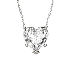 Ena Kalp Kolye - Beyaz zirkon 14 ayar beyaz altın kolye (40 cm beyaz altın rolo zincir) #1gh073k