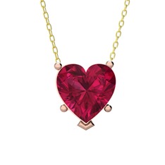 Ena Kalp Kolye - Rodolit garnet 8 ayar rose altın kolye (40 cm gümüş rolo zincir) #1ka7q1h