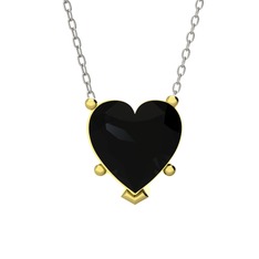 Ena Kalp Kolye - Siyah zirkon 14 ayar altın kolye (40 cm beyaz altın rolo zincir) #1n2yd7r