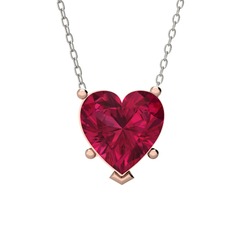 Ena Kalp Kolye - Rodolit garnet 8 ayar rose altın kolye (40 cm beyaz altın rolo zincir) #1o8183a