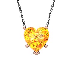 Sitrin 18 ayar rose altın kolye (40 cm gümüş rolo zincir)