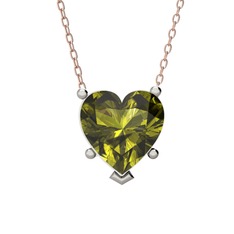 Peridot 8 ayar beyaz altın kolye (40 cm rose altın rolo zincir)