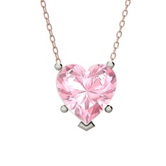 Ena Kalp Kolye - Pembe kuvars 8 ayar beyaz altın kolye (40 cm rose altın rolo zincir) #1t4lm58