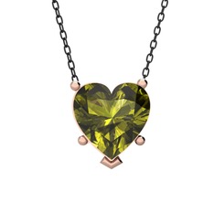 Ena Kalp Kolye - Peridot 14 ayar rose altın kolye (40 cm gümüş rolo zincir) #1tq4g8f