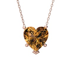Ena Kalp Kolye - Dumanlı kuvars 18 ayar rose altın kolye (40 cm rose altın rolo zincir) #1tqip6m