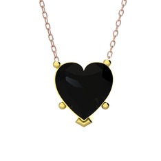Ena Kalp Kolye - Siyah zirkon 8 ayar altın kolye (40 cm rose altın rolo zincir) #1ullknr