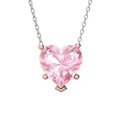 Pembe kuvars 18 ayar rose altın kolye (40 cm beyaz altın rolo zincir)
