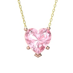 Pembe kuvars 18 ayar rose altın kolye (40 cm gümüş rolo zincir)