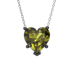 Ena Kalp Kolye - Peridot 925 ayar siyah rodyum kaplama gümüş kolye (40 cm gümüş rolo zincir) #9wzal4
