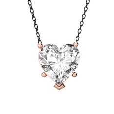 Beyaz zirkon 18 ayar rose altın kolye (40 cm gümüş rolo zincir)