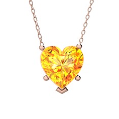 Ena Kalp Kolye - Sitrin 925 ayar rose altın kaplama gümüş kolye (40 cm gümüş rolo zincir) #klfekt