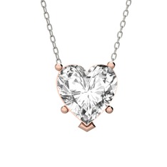 Beyaz zirkon 8 ayar rose altın kolye (40 cm beyaz altın rolo zincir)