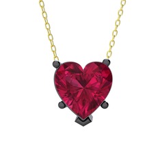 Ena Kalp Kolye - Rodolit garnet 925 ayar siyah rodyum kaplama gümüş kolye (40 cm altın rolo zincir) #obkug4