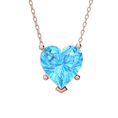 Ena Kalp Kolye - Akuamarin 8 ayar rose altın kolye (40 cm rose altın rolo zincir) #qec1ox