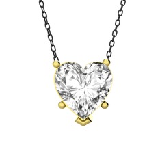 Ena Kalp Kolye - Beyaz zirkon 925 ayar altın kaplama gümüş kolye (40 cm gümüş rolo zincir) #qy86an