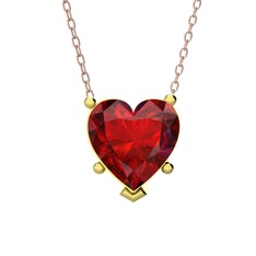 Ena Kalp Kolye - Garnet 18 ayar altın kolye (40 cm rose altın rolo zincir) #tcwuyl