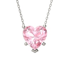 Pembe kuvars 18 ayar beyaz altın kolye (40 cm beyaz altın rolo zincir)