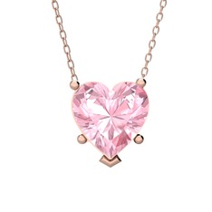 Ena Kalp Kolye - Pembe kuvars 14 ayar rose altın kolye (40 cm gümüş rolo zincir) #xs102u