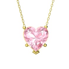 Pembe kuvars 18 ayar altın kolye (40 cm altın rolo zincir)