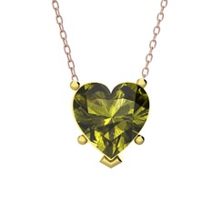 Peridot 18 ayar altın kolye (40 cm rose altın rolo zincir)