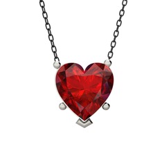 Garnet 14 ayar beyaz altın kolye (40 cm gümüş rolo zincir)