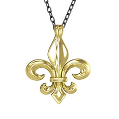 Fleur de Lis Kolye - 8 ayar altın kolye (40 cm gümüş rolo zincir) #11rhawy