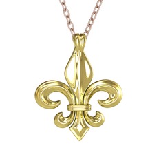 Fleur de Lis Kolye - 14 ayar altın kolye (40 cm gümüş rolo zincir) #11vm19g