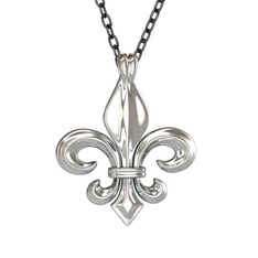 Fleur de Lis Kolye - 925 ayar gümüş kolye (40 cm gümüş rolo zincir) #12lj7y5