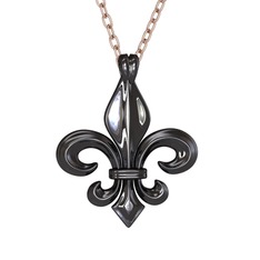 Fleur de Lis Kolye - 925 ayar siyah rodyum kaplama gümüş kolye (40 cm gümüş rolo zincir) #12pnkpn