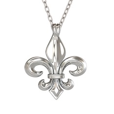 Fleur de Lis Kolye - 18 ayar beyaz altın kolye (40 cm beyaz altın rolo zincir) #14he8al