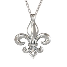 Fleur de Lis Kolye - 14 ayar beyaz altın kolye (40 cm beyaz altın rolo zincir) #1sa2gub