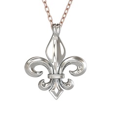 Fleur de Lis Kolye - 18 ayar beyaz altın kolye (40 cm rose altın rolo zincir) #3owro5