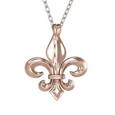 Fleur de Lis Kolye - 8 ayar rose altın kolye (40 cm beyaz altın rolo zincir) #c9e2pv