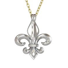 Fleur de Lis Kolye - 14 ayar beyaz altın kolye (40 cm altın rolo zincir) #v7hn4b