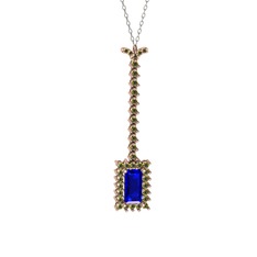 Lab safir ve peridot 8 ayar rose altın kolye (40 cm beyaz altın rolo zincir)