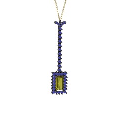 Via Kolye - Peridot ve lab safir 925 ayar siyah rodyum kaplama gümüş kolye (40 cm gümüş rolo zincir) #1528i57