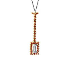 Via Kolye - Swarovski ve garnet 18 ayar altın kolye (40 cm gümüş rolo zincir) #174y3o6
