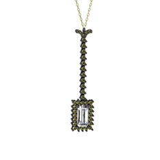 Via Kolye - Swarovski ve peridot 925 ayar siyah rodyum kaplama gümüş kolye (40 cm altın rolo zincir) #192hpw3