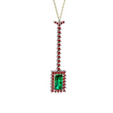 Via Kolye - Yeşil kuvars ve garnet 18 ayar beyaz altın kolye (40 cm gümüş rolo zincir) #199vilo
