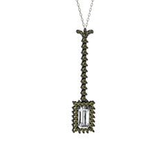 Via Kolye - Swarovski ve peridot 925 ayar siyah rodyum kaplama gümüş kolye (40 cm gümüş rolo zincir) #19qyf6s