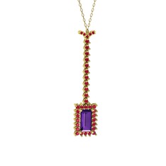 Via Kolye - Ametist ve rodolit garnet 18 ayar altın kolye (40 cm gümüş rolo zincir) #1ag4k08