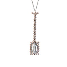 Via Kolye - Swarovski ve pırlanta 18 ayar rose altın kolye (0.62 karat, 40 cm beyaz altın rolo zincir) #1aqr291
