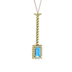 Via Kolye - Akuamarin ve swarovski 18 ayar altın kolye (40 cm gümüş rolo zincir) #1gc8m3l