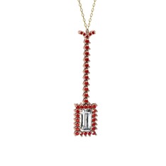 Via Kolye - Swarovski ve garnet 925 ayar rose altın kaplama gümüş kolye (40 cm altın rolo zincir) #1hhd8fu